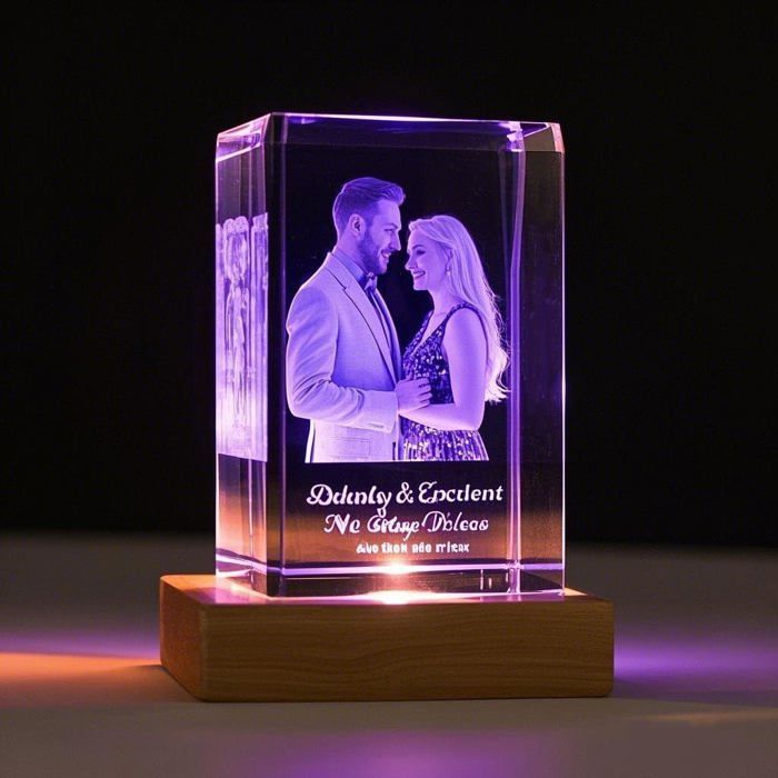 Image 3D en cristal, photo en cristal 3D personnalisée, cadeau parfait ...