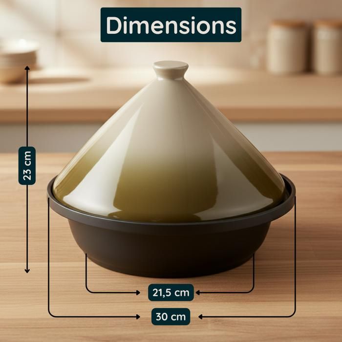 Tajine Induction Tous Feux Diamètre 30 Cm - Revêtement Antiadhésif - Couvercle Céramique – Fonte