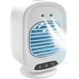 Petit climatiseur mobile, ventilateur de table avec refroidissement à eau et fonction pulvérisation, batterie 4000 mAh