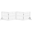 PawHut Barrière de sécurité pour chien barrière de protection à 4 panneaux pliante clôture pour animal domestique en bois blanc-0