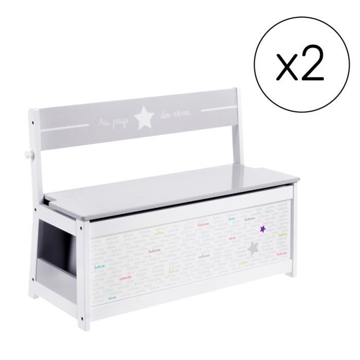 Lot De 2 Banc Coffre A Jouets Gris Pour Enfant Achat Vente Etagere Bibliotheque 2009411548796 Soldes Sur Cdiscount Des Le 20 Janvier Cdiscount