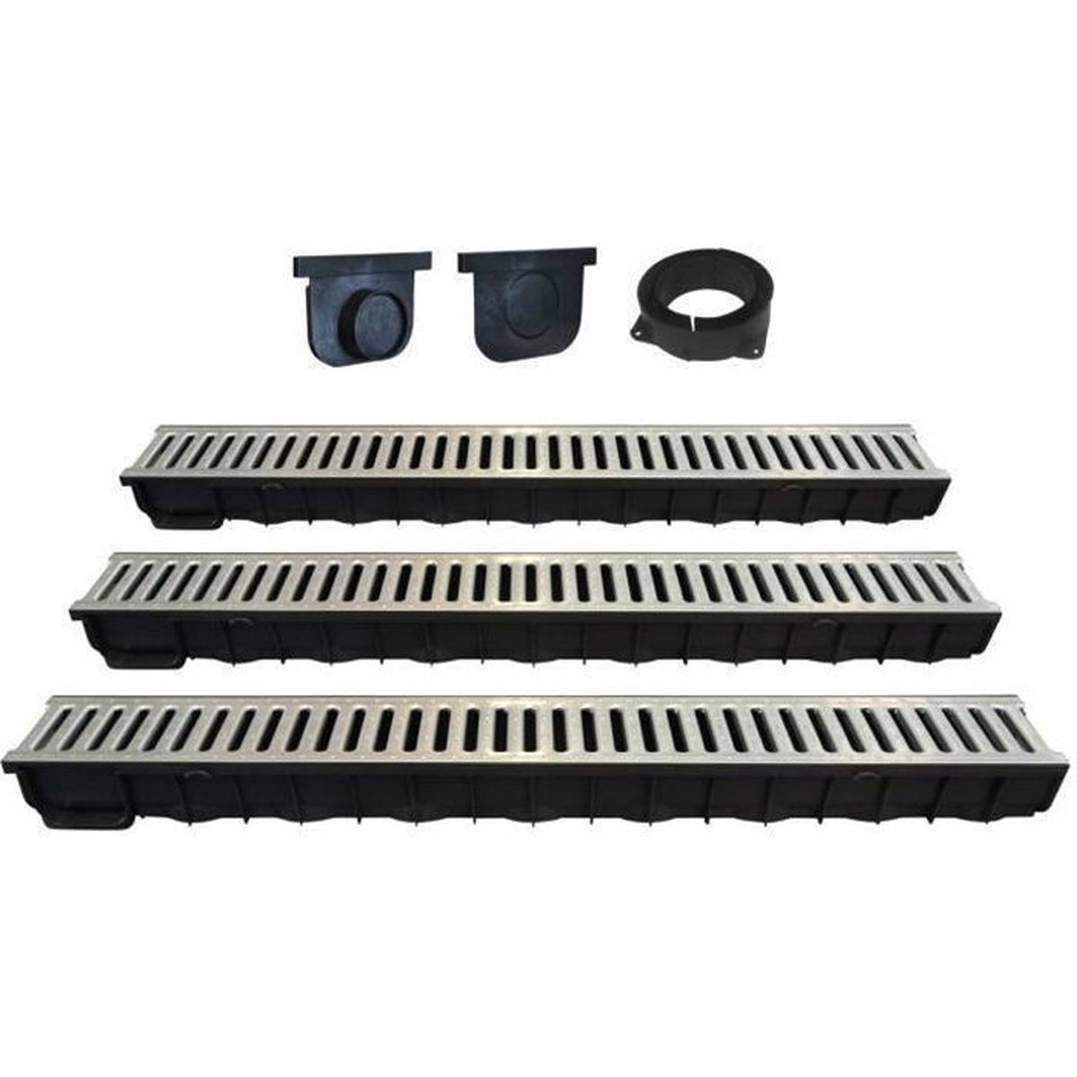 Kit 3 Caniveaux De Drainage Jardibric 1m - Grilles A15 Pour Extérieur