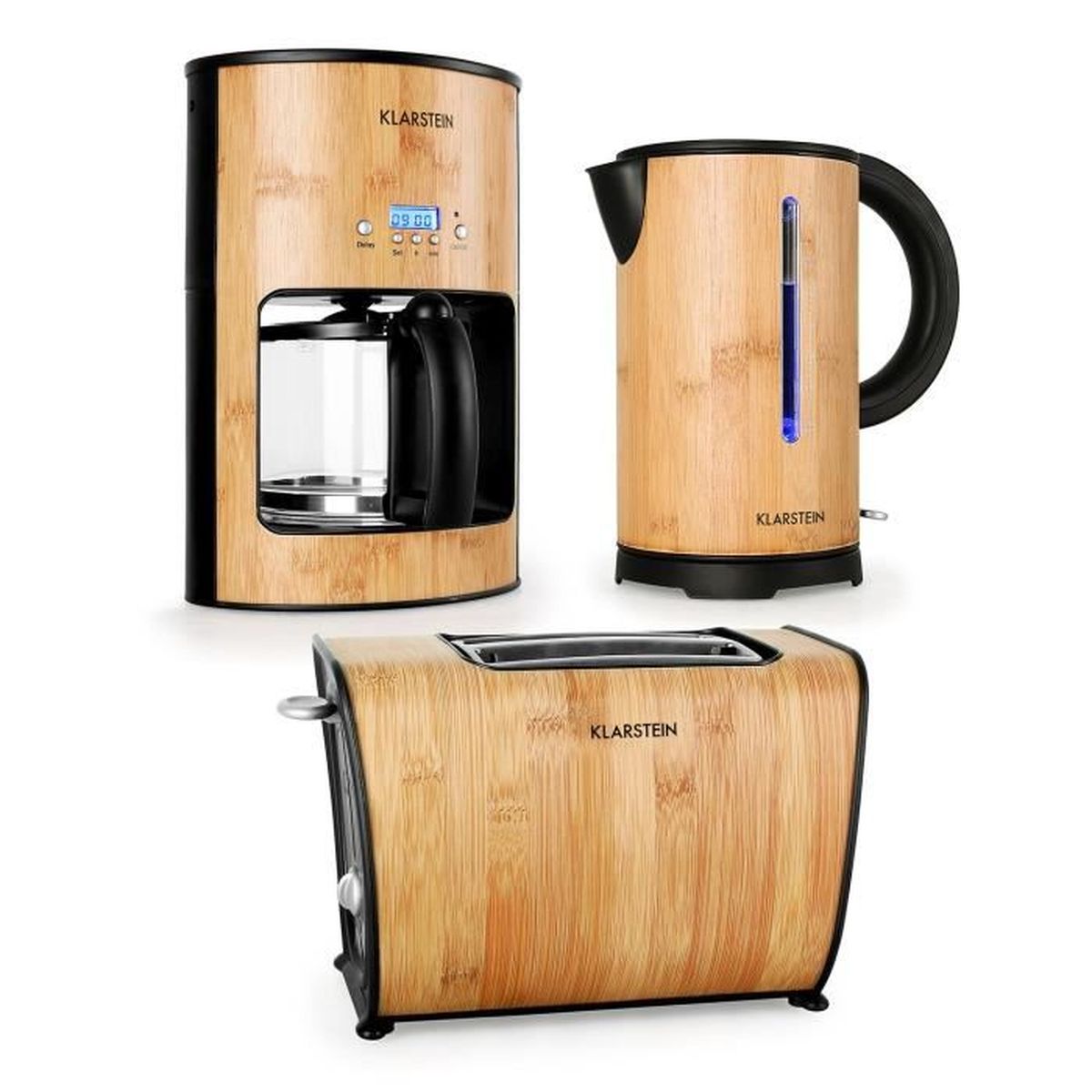 Klarstein Bamboo Garden - Set petit-déjeuner complet avec bouilloire