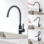 AURALUM MAX Robinet de Cuisine Flexible Noir Rotatif 360° Mitigeur Évier Cuisine avec Tuyau en Silicone, Barboteur démontable