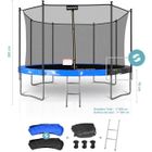 PLAY4FUN Trampoline ø366cm - 12FT Filet intérieur - Matelas réversible bleu et noir, Echelle - Classique