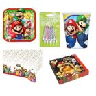 MGS33 Kit Anniversaire Enfants - Amscan - Mario - 8 Assiettes - 8 Gobelets - 16 Serviettes