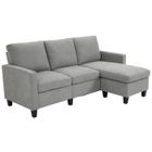 HOMCOM Canapé d'angle 3 places méridienne réversible garnissage mousse haute densité 28D tissu polyester gris clair 197x139x91cm Gris