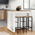 IDMARKET Table de bar îlot JUNO bois blanc et plateau façon hêtre