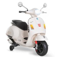 Scooter électrique pour enfants Vespa HOMCOM - Blanc - 4 roues - Phare LED - Port USB - MP3 - Klaxon