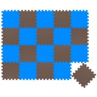 Tapis d'eveil Eva modele puzzle en mousse - 30 x 30 x 1 cm - Bleu Marron - Lot de 20 pieces