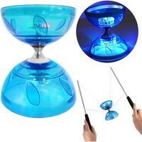 Diabolo LED Avec Roulements à Billes – Kit De Jonglerie En Caoutchouc Souple, Baguettes Alu, Corde De Rechange Et Sac De Transport Inclus