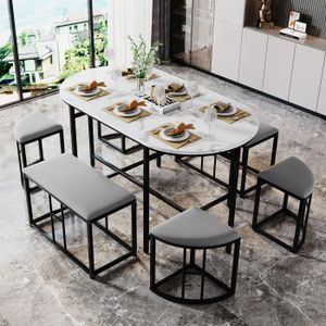 TABLE À MANGER COMPLÈTE Ensemble Table à Manger avec 6 Chaises - Dripex - 