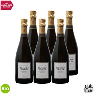 CHAMPAGNE Champagne Réserve Brut Blanc - Bio - Lot de 6x75cl - Champagne Leclerc Briant - Cépages Pinot Noir, Pinot Meunier, Chardonnay