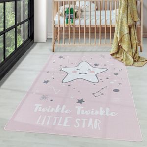 TAPIS Tapis d'enfant design d'étoiles antidérapant lavable facile d'entretien Rose 140 x 200 cm