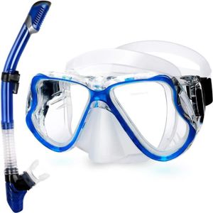 MASQUE DE PLONGÉE masque de plongée avec tuba, set de plongée anti-buée et anti-fuite, masque snorkeling réglable, tuba masque vue panoramique hd à
