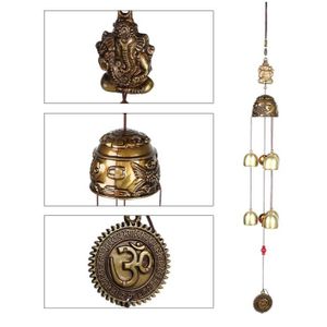 CARILLON À VENT Carillon éolien couleur bronze DRFEIFY - Ornement suspendu Feng Shui - Bonne chance - Luminaire horloge