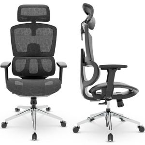 Dripex Chaise de bureau ergonomique réglable avec appuie-tête 2D et dossier  pour bureau et maison (gris)[521] - Cdiscount Maison