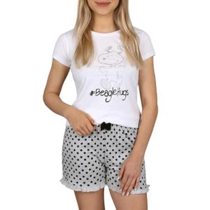 PYJAMA Snoopy Pyjamas manches courtes pour filles, pyjama en blanc-gris
