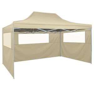 TONNELLE - BARNUM Tente de réception pliable avec 3 parois 3x4 m Acier Crème