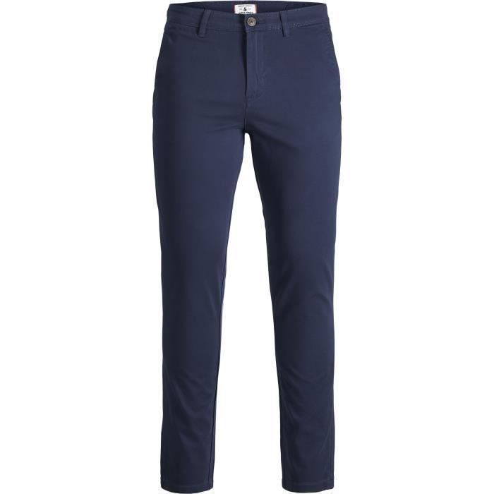 Pantalon chino taille haute Serena bleu marine à paillettes