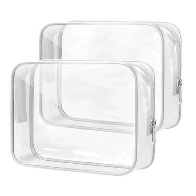 Trousse De Toilette Voyage Transparente - 2 Pièces étanches, Zip, Grand Format