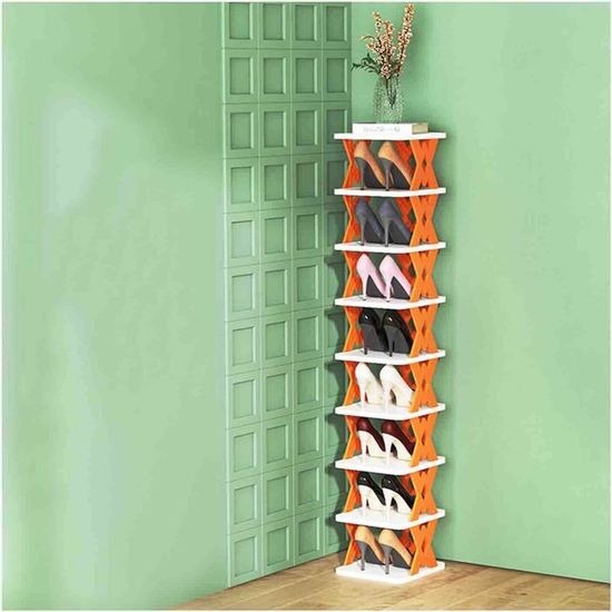 Étagère à Chaussures Verticale En Bambou 4 Niveaux - 62x26x24cm, Installation à Vis, Pour Entrée Ou Couloir