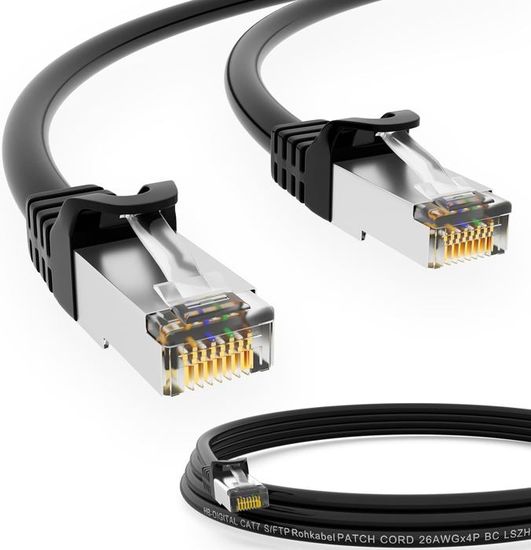 LINDY Cat.7 Ethernet Patch Cable - 1 Meter S/FTP LSOH Black Network Cable
