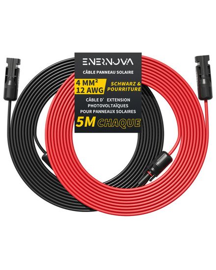Garosa Fil De Panneau Solaire Cble D'extension Solaire Avec Connecteurs Femelles Et Mles, Fil De
