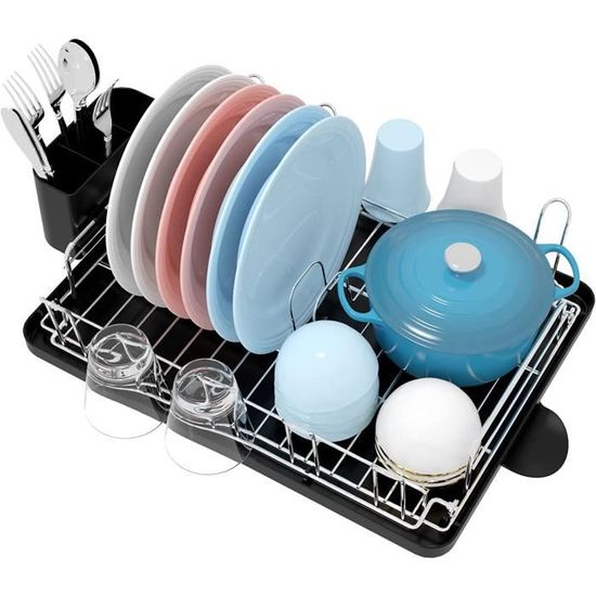 Égouttoir à Couverts Avec Système D'évacuation Avec Poignée Vert[578