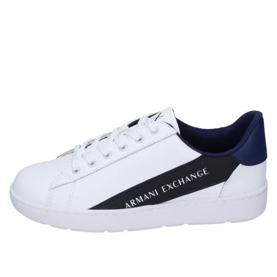 ARMANI EXCHANGE Baskets Sneakers Homme Blanc Cuir BF906 Blanc