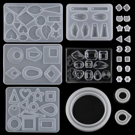 Pack outil a main,Moule à bijoux en résine époxy, en Silicone, rond