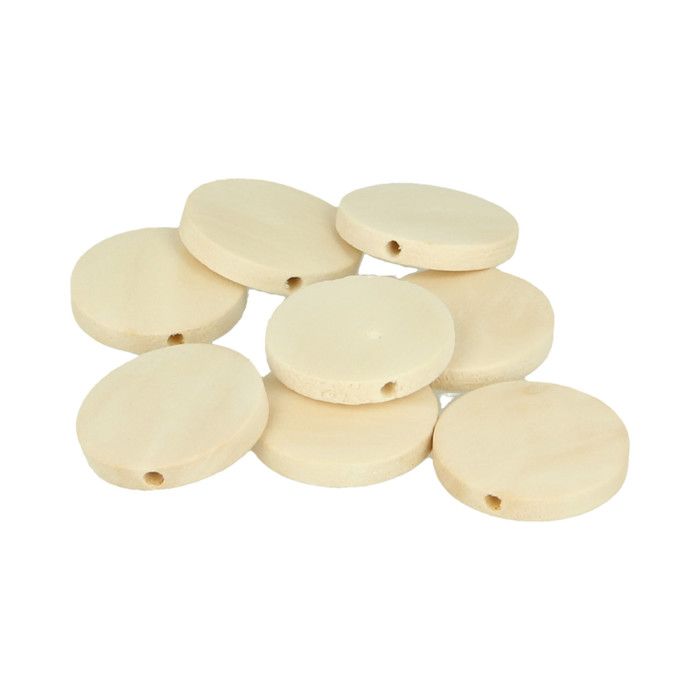 Perle bois rond plat 25mm 18 pièces - Artémio Marron