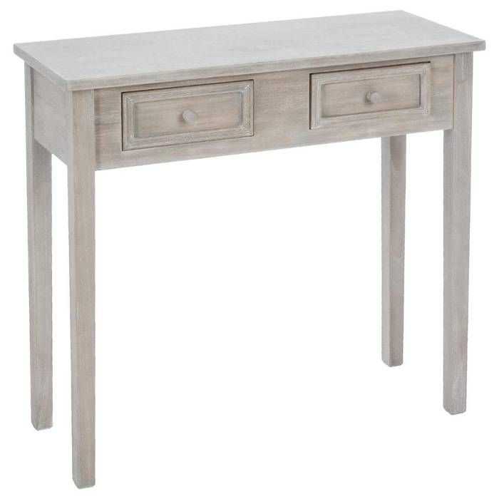 Console 2 tiroirs Charme gris effet bois vieillit Autres Gris