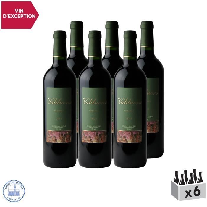 Ribera-Del-Duero Crianza Rouge 2011 - Lot de 6x75cl - Bodegas Valduero - Vin AOC Rouge - Origine Espagne - Médaille d'Or Concours