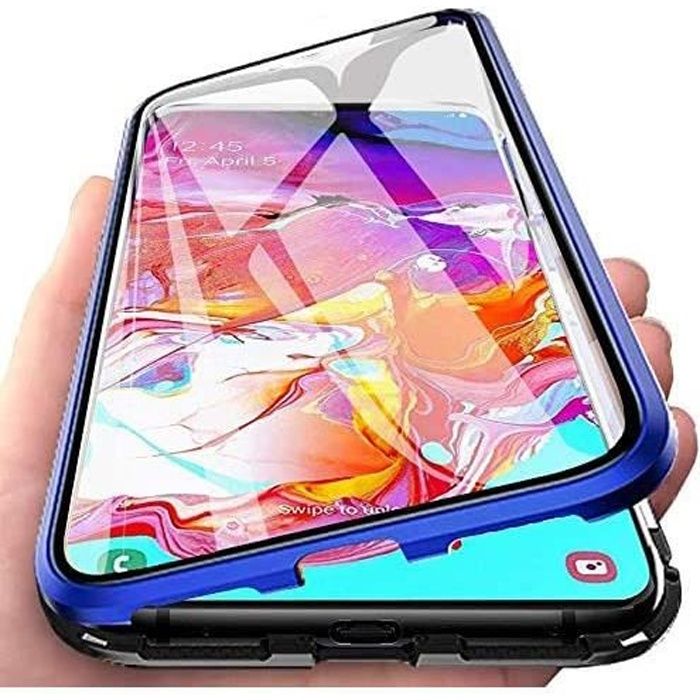Coque Samsung A21s,Double face Verre trempé 360° protection Housse,Technologie d'adsorption Magnétique Métal Bumper Frame