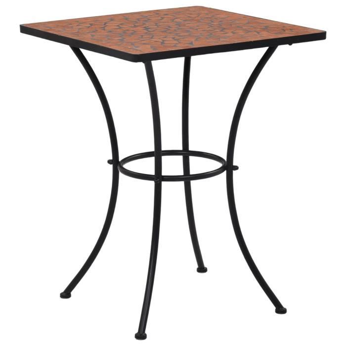 Table de bistro mosaïque Terre cuite 60 cm Céramique-HEN