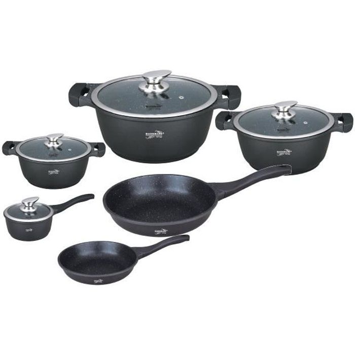 BATTERIE DE CUISINE EN PIERRE 10 PCS HAUTE QUALITÉ TOUS FEUX INDUCTION MEGA PROMO