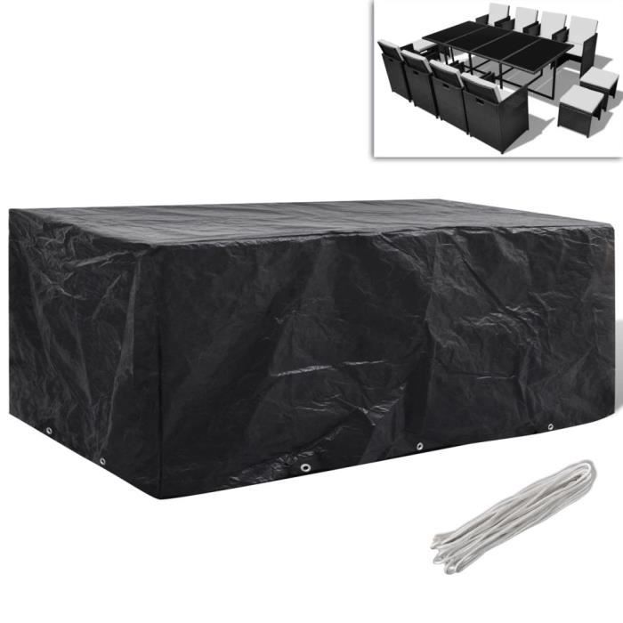 Housse de meuble de jardin Résine tressée 10 ?illets 229x113 cm-Housse De Protection Étanche Pour Meubles de Jardin Table Banc 8