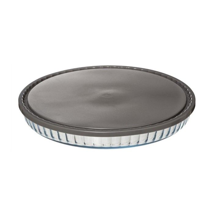 PLAT À TARTE EN VERRE 30CM + COUVERCLE Transparent