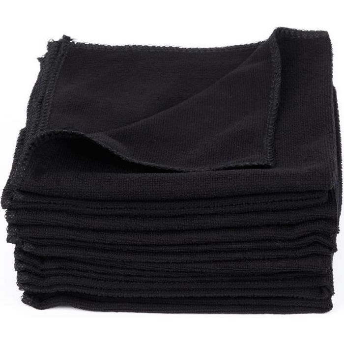 10x Serviette nettoyant chiffon nettoyage voiture meuble maison vitre Noir