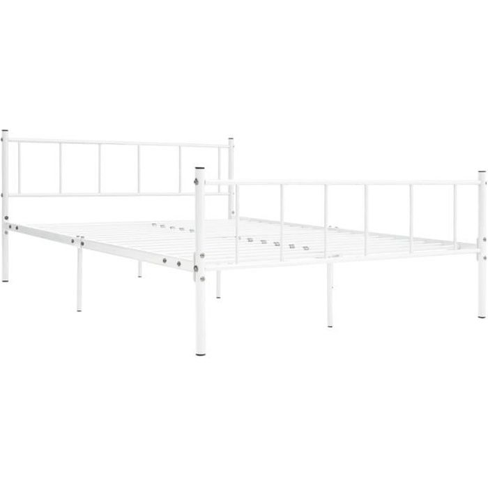 Jardin - Lit adulte Structure de lit Classique - Lit pour 2 personnes Lit complet Blanc - Métal - 180 x 200 cm Style ancien 55434