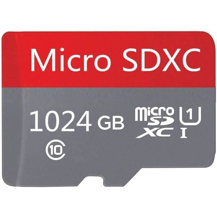 Carte mémoire Micro SD SDXC 128 Go / 256 Go / 400 Go / 512 Go / 1024 Go High Speed Class 10 avec Adaptateur Gratuit (1024go-1)