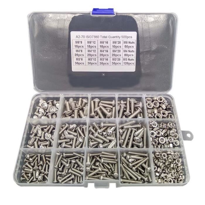 500 pcs-Lot M3 M4 M5 acier inoxydable 304 six pans creux tête capuchon vis à douille vélo boulon hexagonal écr*ES2846