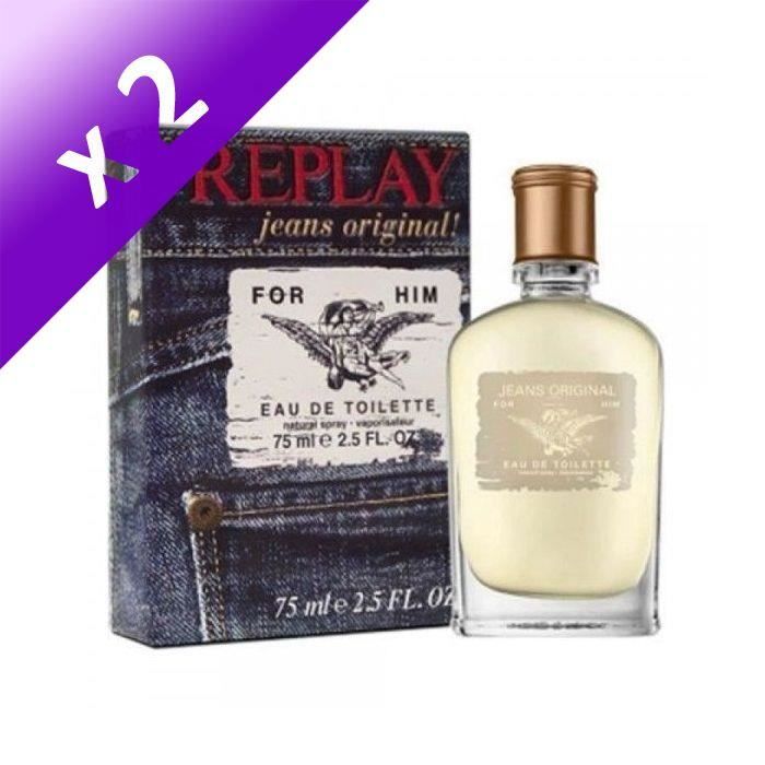 REPLAY Jeans Original For him Eau de toilette Vapo - 75ml (Lot de 2)