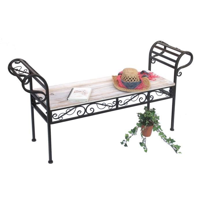 Banc de jardin 19279 Banc 133 cm en métal et bois Banquette Banc de parc Fer forgé