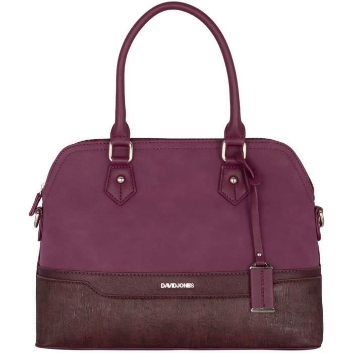 David Jones - Sac à Main Femme Bugatti - Fourre-Tout Bandes Cuir Paillette - Cabas Bandoulière Epaule Ville Elégant Mode Chic Rouge