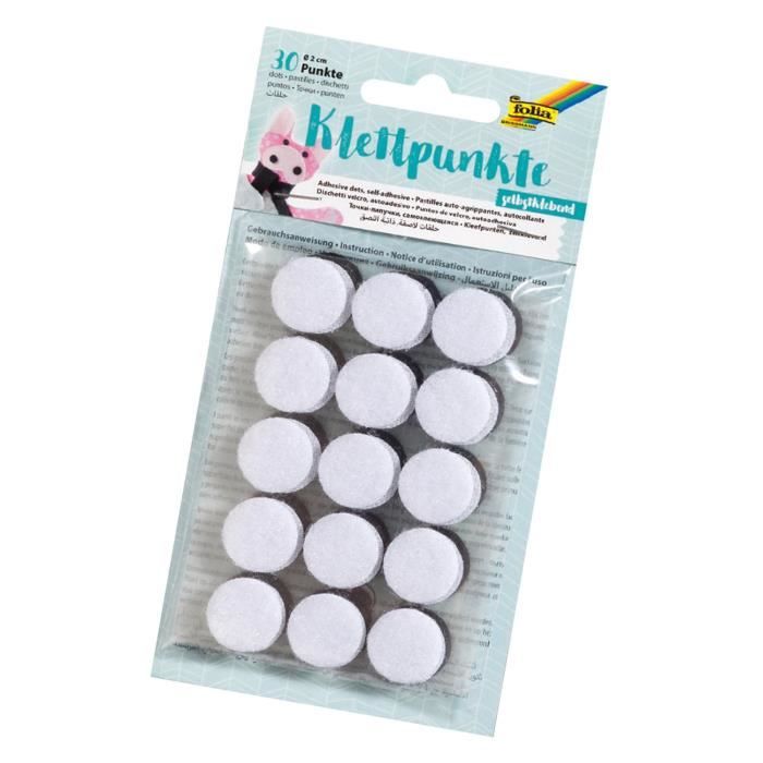 Folia ? Velcro Points Autocollant, 30 Pièces, Environ 2 cm Diamètre - 2301