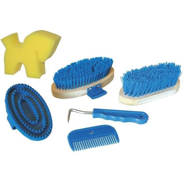 KERBL Kit de pansage sac à dos pour chevaux - Bleu