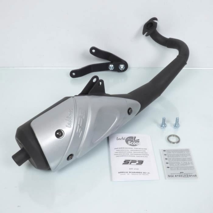 Pot échappement Leovince SP3 pour scooter Aprilia 50 Scarabeo 2T Di-Tech Ie 2001-2004
