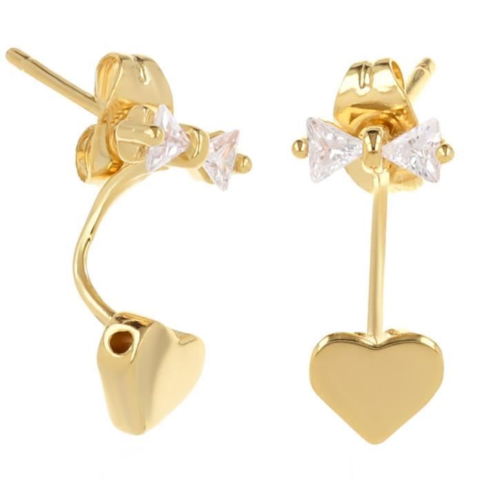 Boucles contours de lobes plaqué or 'Love' blanc doré [Q4579]